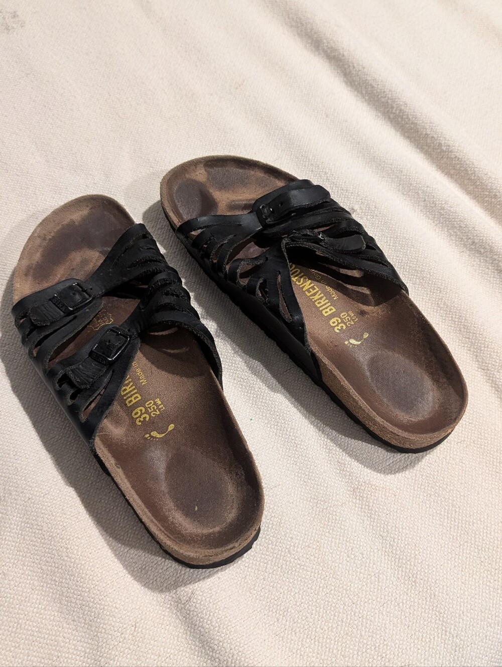 Birkenstock Black Leather Slide Sandals